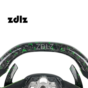 Volante de Fibra de Carbono Forjado Verde para <span class=keywords><strong>Audi</strong></span> Q3 <span class=keywords><strong>Q5</strong></span> Q7 Q8 <span class=keywords><strong>RS</strong></span> Q3 <span class=keywords><strong>Q5</strong></span> 2012-2023 con Levas de Cambio, Compatible con Personalización - Product Image 4