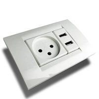 BAOBEN Prise murale double USB standard israélienne avec interrupteur et prise, idéale pour la maison et le bureau, 118 mm