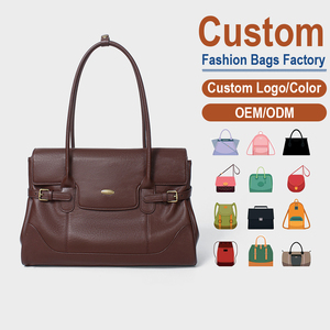 Factory Direct Minimalist Large-Capacity Genuine Leather Tote <b>Bag</b>, Embossed Letter Hobo Shoulder <b>Bag</b> for Women - Product Image 1