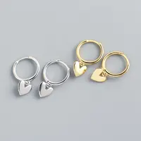 Brincos geométricos de prata esterlina 925, joias para casamento 18k com pingente de coração, pequeno, amor, para meninas