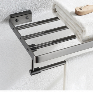 Toallero de baño de acero inoxidable, colgador de pared, pistola, color gris, estante para toallas - Product Image 3
