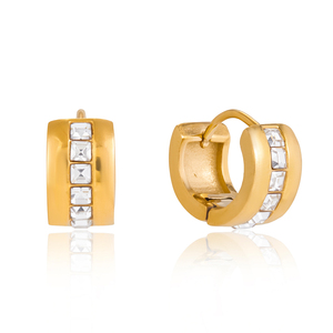 Orecchini a Cerchio Classici J&<span class=keywords><strong>D</strong></span> con Foglia di Strass, Placcati in <span class=keywords><strong>Oro</strong></span> 18K, Acciaio Inossidabile, Eleganti Orecchini a Foglia con Strass - Product Image 4