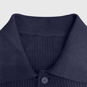 Men Ribbed Knit Polo <b>Cardigan</b> <b>Short</b> <b>Sleeve</b> Button Up Summer Business Casual Knit Sweater - Product Image 5