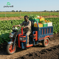 Tricycle électrique robuste à 3 roues, camion utilitaire avec grande caisse de chargement en acier, 60V 1500W, pour livraison en zone rurale