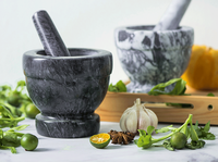 Écraseur d'ail en marbre gris/noir écologique, directement de l'usine, broyeur d'épices et de melon pour cuisine, taille personnalisable, emballage en boîte