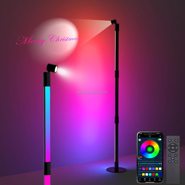 Christmas Gift Rotatable Smart Corner Floor Lighting with Spotlight Living Room Light APP Remote Controlled RGB LED Floor Lamp