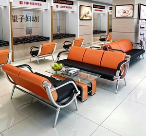 Banc triple en acier inoxydable, chaise d'attente pour hôpital, canapé de salle d'attente pour clinique, banc public multi-places encastré - Product Image 2