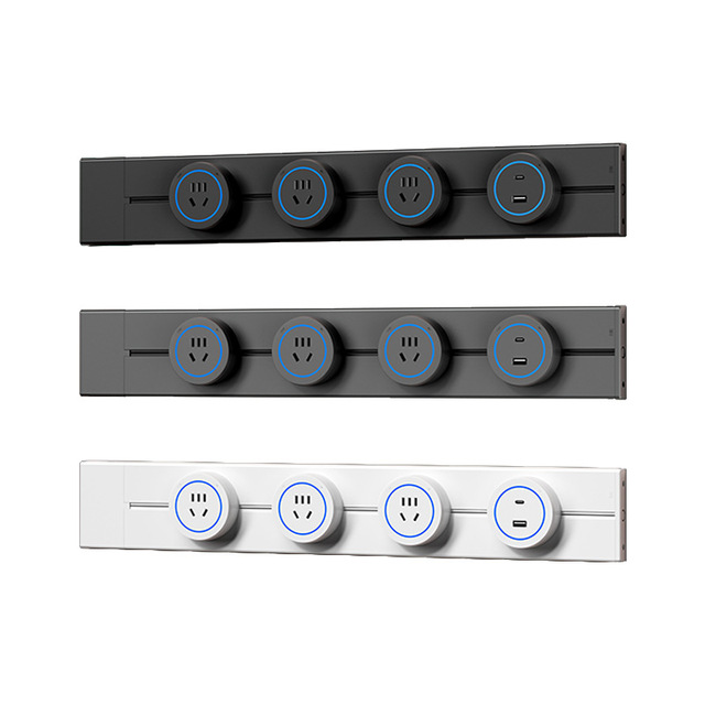 Portable Wall-mounted Track Power Supply Kitchen Smart Hidden US/UK/Germany Sockets 6 Outlets Waterproof 40-100cm Track Socket