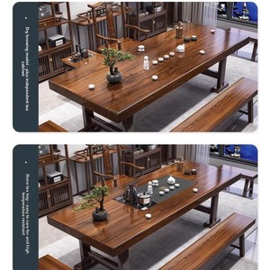 Set Tavolo da Tè e Sedie in <span class=keywords><strong>Legno</strong></span> Massello di Gomma con Ampio Piano e Spazio di Archiviazione, Nuovo Stile Cinese per Casa e Ufficio - Product Image 2