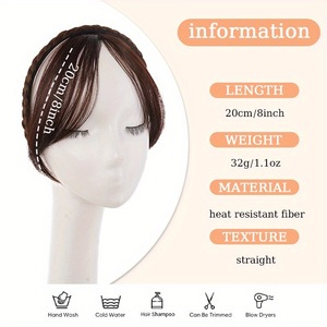 Perruque bandeau tressée pour femme avec <span class=keywords><strong>frange</strong></span> en forme de huit, couvre-<span class=keywords><strong>cheveux</strong></span> pour <span class=keywords><strong>cheveux</strong></span> gris, volume naturel accru, pour la frontière et les tempes - Product Image 3