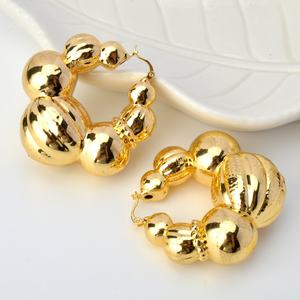 Pendientes de Aro Chapados en Oro de 18k con Bola de Cobre de Alta Calidad, Gran Venta en África, para Mujer - Product Image 2