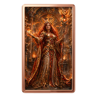 Pièces de monnaie en cuivre à haute relief, 1 TROY OZ, Cuivre pur .999, Pièce rectangulaire Déesse du Feu Phénix, Impression UV colorée