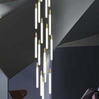 Lustre moderne pour maison Luminaire suspendu pour escaliers de villa Lampes suspendues pour appartement duplex Lampes suspendues à LED pour salon