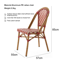 Ensembles de meubles français empilables de patio chaise de salle à manger en rotin aluminium étanche en osier chaise de bistro de jardin Paris