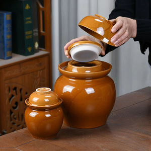 <span class=keywords><strong>Pot</strong></span> <span class=keywords><strong>à</strong></span> cornichons en céramique marron personnalisé, utilisation <span class=keywords><strong>à</strong></span> la maison, cuisine, style classique traditionnel, <span class=keywords><strong>pot</strong></span> <span class=keywords><strong>à</strong></span> nourriture scellé pour chou crue, cadeaux, 500 ml - Product Image 1