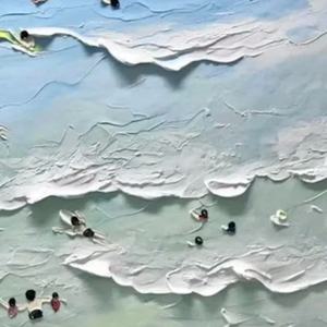 Peinture à l'huile originale peinte à la main, art abstrait en plâtre, ciel et océan, art mural 3D, grande taille, couleur moderne, texture 3D, peinture à l'huile faite à la main - Product Image 6