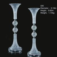 Vase à fleurs en acrylique de luxe avec perles de cristal |   Support de trompette transparent pour décoration de mariage |   Centre de table élégant