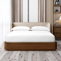 Lit en bois massif de style vintage moderne avec cadre rembourré et design de lit coffre pour chambre à coucher