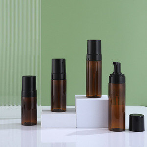 בקבוק קוסמטי PET בצבע ענבר 150ml 5oz עם משאבת קצף 42mm - Product Image 1