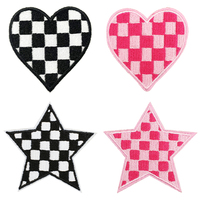 Patch étoile à carreaux noir et blanc, broderie en forme d'étoile, applique thermocollante pour veste de motard, sac, chapeau, décoration DIY