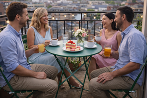 <span class=keywords><strong>Set</strong></span> Bistrot Pieghevole in Acciaio a 3 Pezzi, Arredo Compatto da Giardino per Patio <span class=keywords><strong>e</strong></span> Balcone - Product Image 6