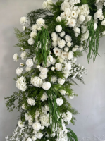 Telón de Fondo de Flores Artificiales de Alta Calidad en Blanco y Verde para Bodas, Arco Floral para Recepción, Decoración para Despedida de Soltera