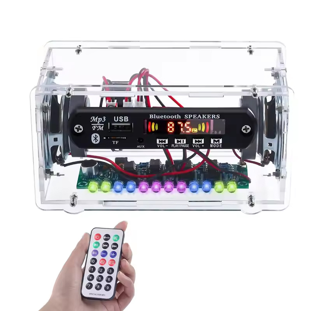 DIY FM Radio Soldering Project Practice Kit Bluetooth-Compatible Amplifier Stereo Speaker 3W*2 Spectrum Indicate Music Player