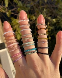Bague délicate en pierres naturelles, perles facettées, empilable, faite à la main, élastique, personnalisable, vente en gros, OEM, ODM - Product Image 2