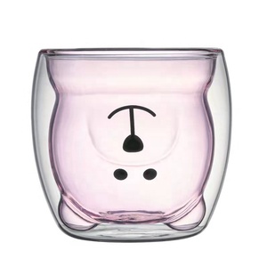 <span class=keywords><strong>Cute</strong></span> Bear <span class=keywords><strong>Tea</strong></span> Coffee Cup Vidro de Parede Dupla Canecas Suco Leite Copo Engraçado 250ml para Presentes de Aniversário Dia Dos Namorados - Product Image 5