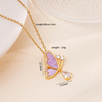 Colliers papillon de mode en acier inoxydable plaqué or 18 carats avec zircon pour femmes