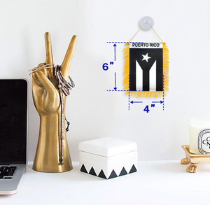 Флаг Пуэрто-Рико с бахромой, мини-флажок, баннер, декор для зеркала заднего вида автомобиля, черный флаг Пуэрто-Рико с бахромой - Product Image 6