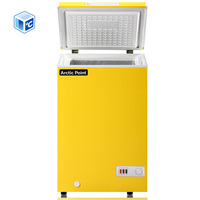 Mini congélateur coffre bleu ciel, réfrigérateur commercial 100L en acier inoxydable avec couvercle verrouillable pour magasin de proximité et aliments surgelés en vrac