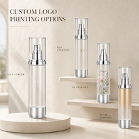 Flacon pompe airless cosmétique personnalisé transparent 15ml 30ml 50ml 80ml en plastique AS rond vide pour essence et lotion