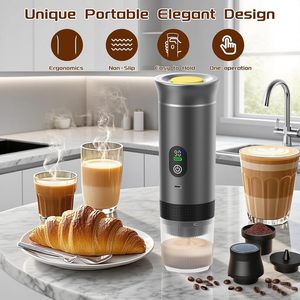 เครื่องชงกาแฟเอสเพรสโซแบบพกพาพร้อมระบบทำความร้อนในตัว หน้าจอ LED เครื่องชงกาแฟร้อนเย็นขนาดเล็ก ใช้พลังงานจากแบตเตอรี่ สำหรับใช้ในบ้าน สำนักงาน และการเดินทาง - Product Image 3