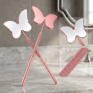 กระจกแต่งหน้าสแตนเลส Butterfly แบบพกพา กระจกต่อขนตา ป้องกันฝ้า อุปกรณ์เสริมความงามส่วนตัว - Product Image 3