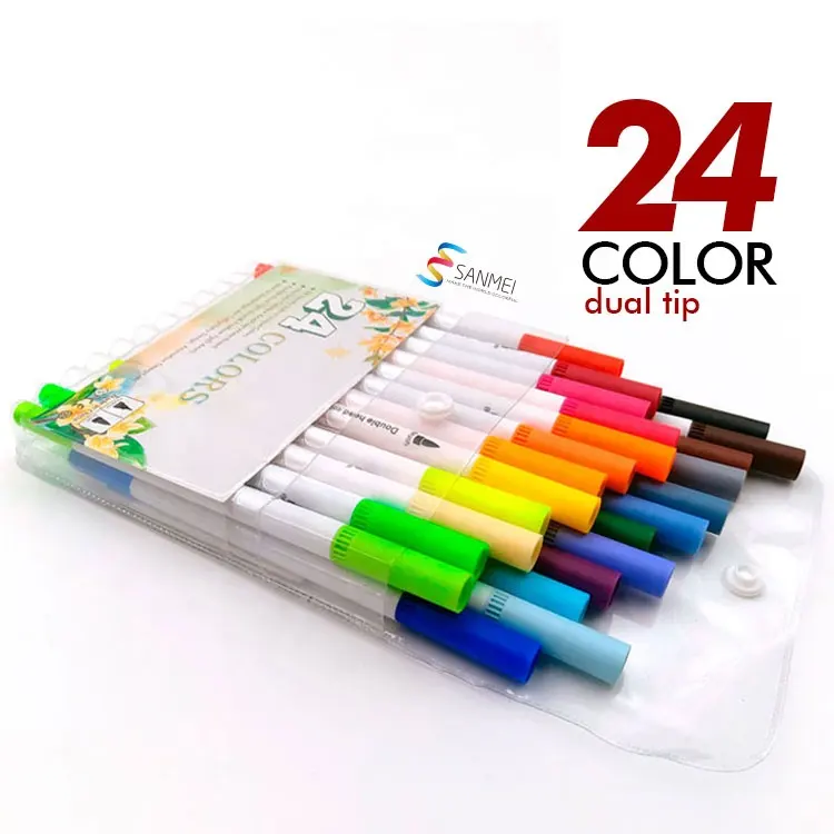 24pack kinder zeichnung echt weiche kugel spitze waschbar tinte geruchlos nach aquarell pinsel marker stift für animation