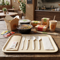 Ensemble de couverts jetables biodégradables en CPLA sans plastique, avec logo personnalisé, série premium, couteau, fourchette, cuillère