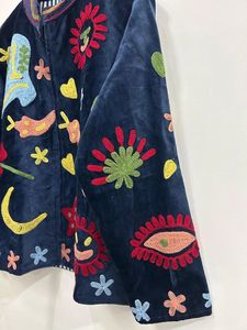 Hand Embroidered Velvet Jacket Women's Mandarin Collar Full Sleeve Colorful <b>Pattern</b> Autumn Wear in wholesale price - Product Image 3