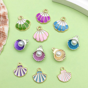 Shell Pendant Alloy Simulated Pearl Mixed Shapes DIY Jewelry Accessory For Bracelet <b>Necklace</b> Craft - Product Image 2