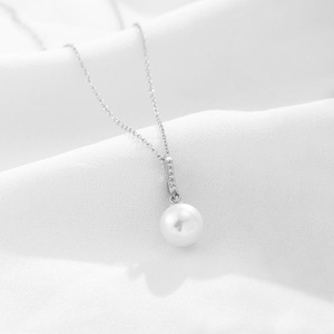 Benutzer definierte Großhandel 925 Sterling Silber Fine Jewelry Elegante Vintage Single Bar Reihe Zirkon Perle Charm Halskette In vergoldet - Product Image 3