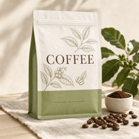 Sacs à café à huit soudures latérales, conformes aux normes alimentaires, imprimés sur mesure, 250g 500g 1kg, emballage thermoscellable en film transparent avec fermeture éclair refermable