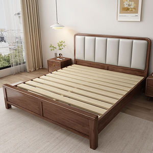 <b>Walnut</b> Solid Wood Bed 1.5m Storage Double Bed With <b>Drawers</b> For Bedroom - Product Image 4