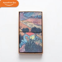 Journal de voyage vintage Van Gogh Nuit étoilée en PU avec bande élastique, plusieurs poches pour cartes, carnet rechargeable, logo personnalisé avec boîte cadeau