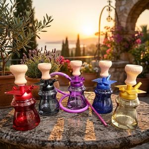 <b>Acrylic</b> LED Hookah Mini Shisha Bottle Straight Type <b>Mirror</b> Finish Plastic Water Pipe Gift Box Custom Logo - Product Image 4