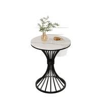 Table basse moderne de luxe en marbre nordique pour salon, table ronde petite avec cadre métallique, meubles pour la maison