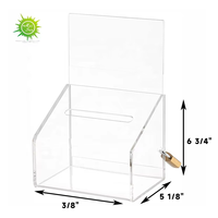Boîte à tips en acrylique transparent avec serrure, boîte de collecte d'argent inclinée pour restaurant, bar, boîte de dons pour collectes de fonds caritatives