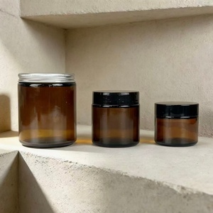 Cosmetics Round clear Glass Jar with White Lid 150g 200g Soap Powder/<b>toothpaste</b> Powder Amber Glass Jar with Silver Aluminum Cap - Product Image 2