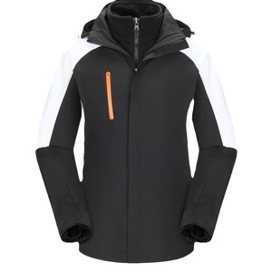 Charge Hooded Jacket Three-in-One Men's Women's Winter Two-piece Detachable Windproof Breathable Fleece Insulated PU Coa