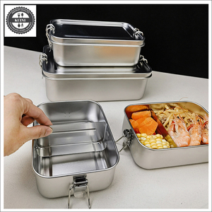 Fiambrera de acero inoxidable con partición, tapas de acero inoxidable, Clip bloqueable para caja Bento de fugas para viajes, trabajo, ecológico - Product Image 5