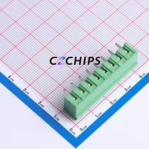 DB2ERC-5.0-8P-GN Plug-in Terminal Block Bent Lead Through Hole,P=5mm Connector Board-to-Board / Socket - Closed 1x8P 5mm Green - Product Image 2